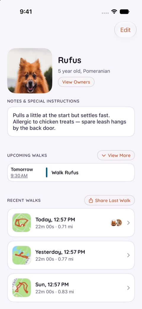 Rufus's page in the Dusk theme, light appearance.