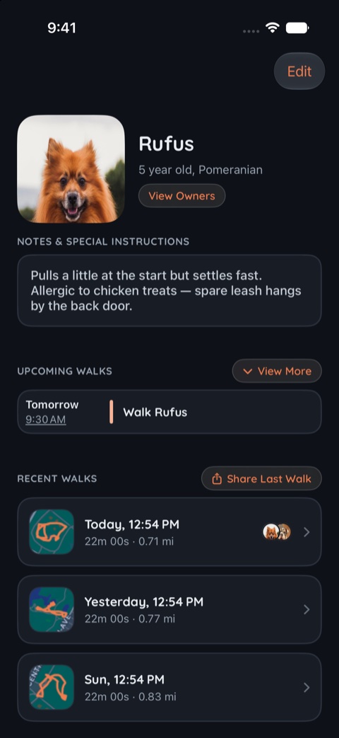 Rufus's page in the Slate theme, dark appearance.